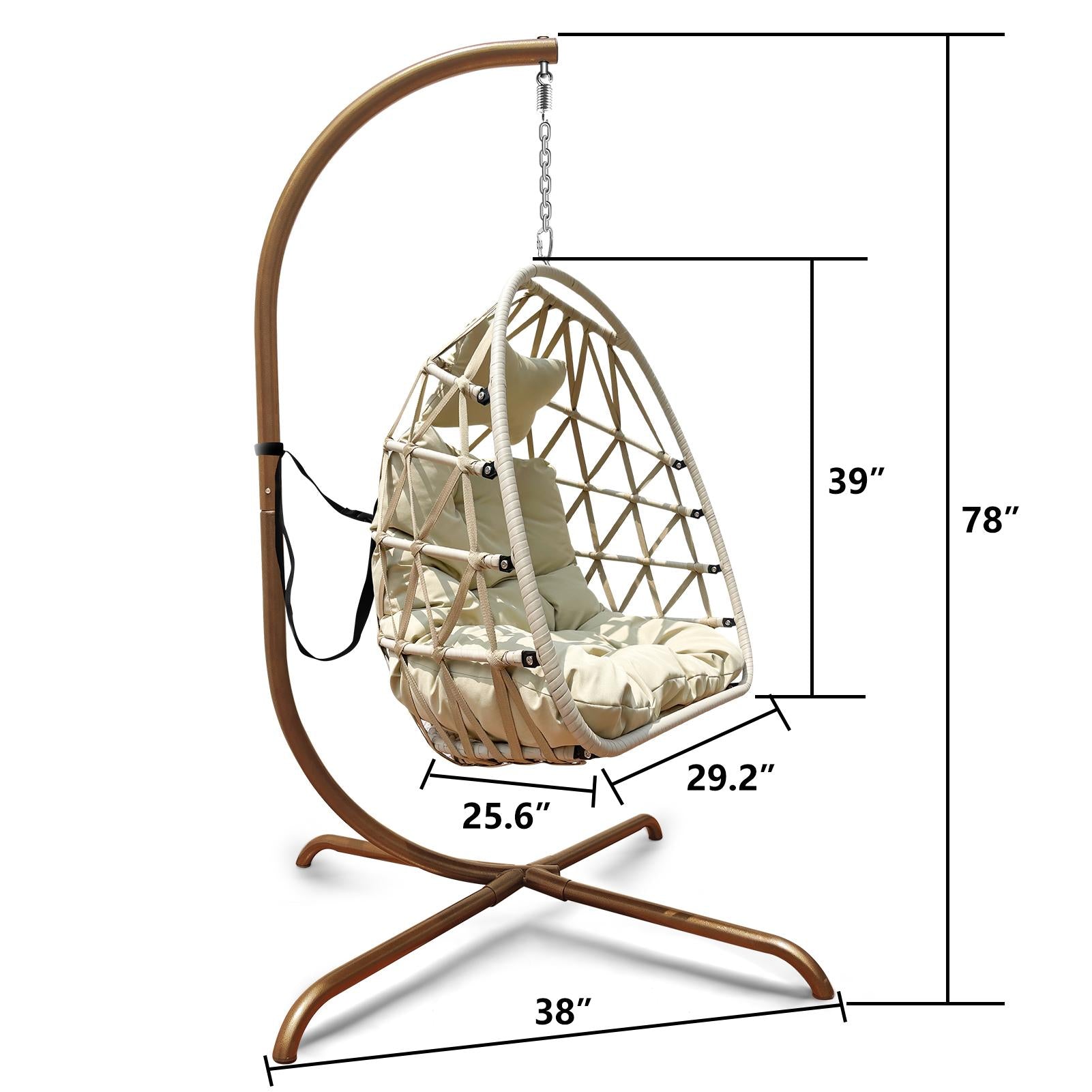 Swing Egg Chair with Stand Indoor Outdoor Rattan Basket Hanging Chair