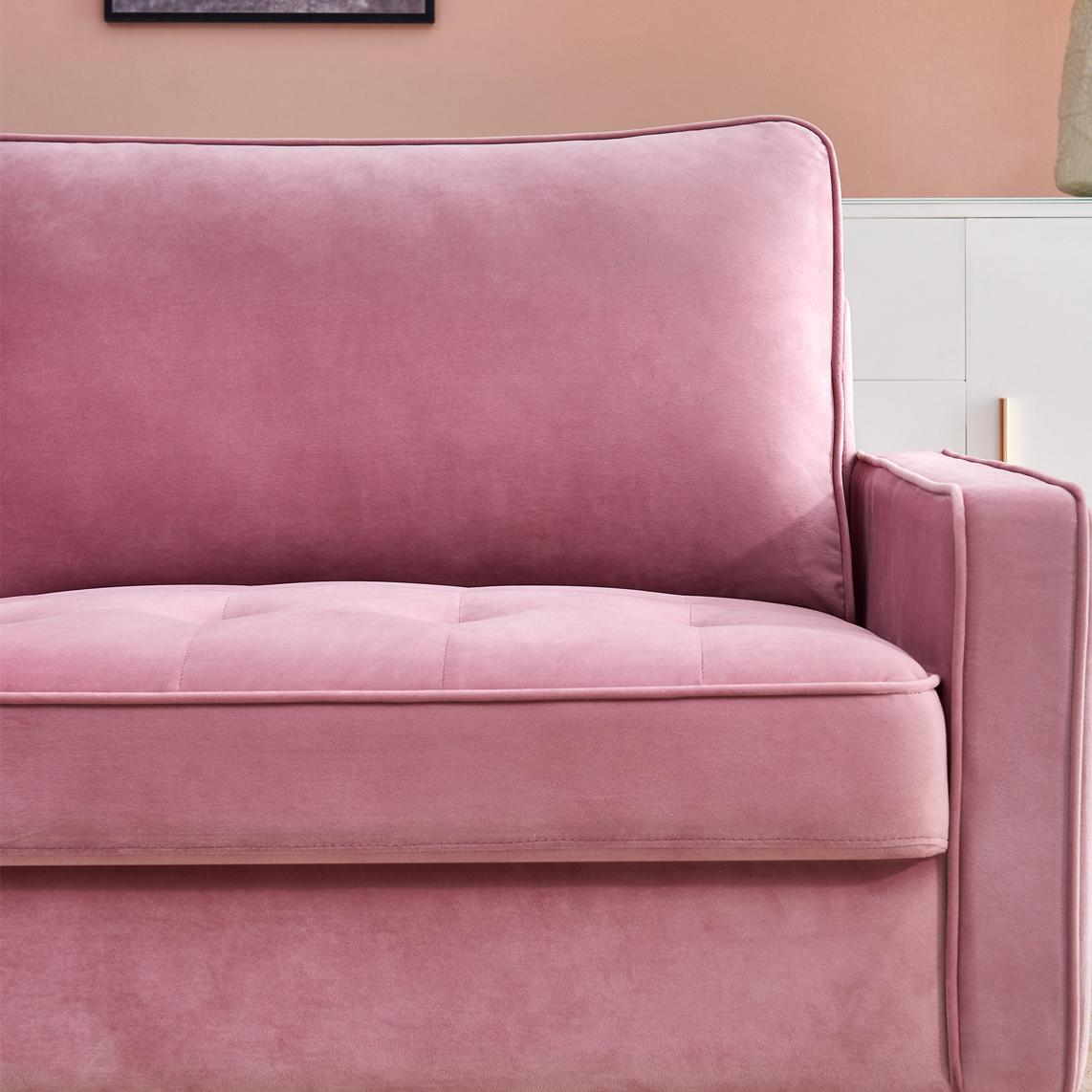 Modern Velvet fabric sofa 71" - Pink