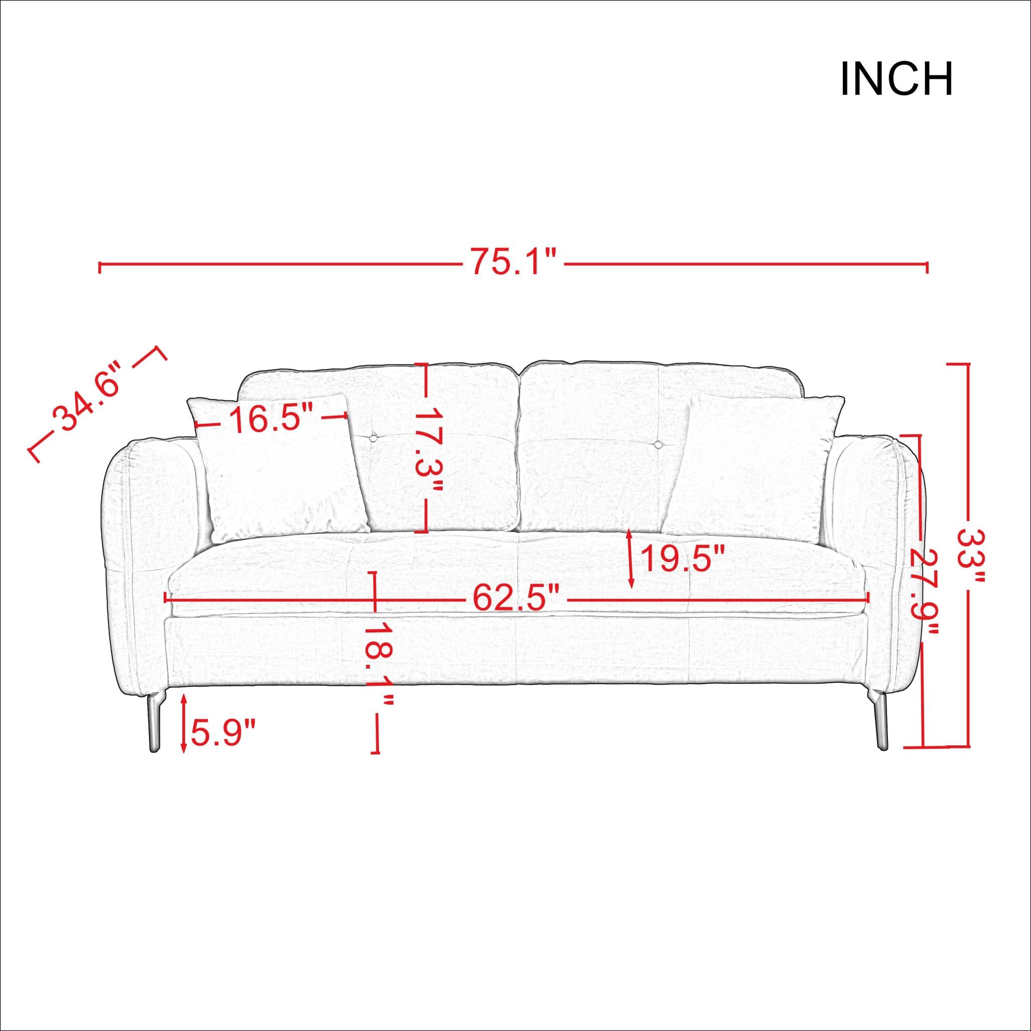 3-seater simple style living room sofa