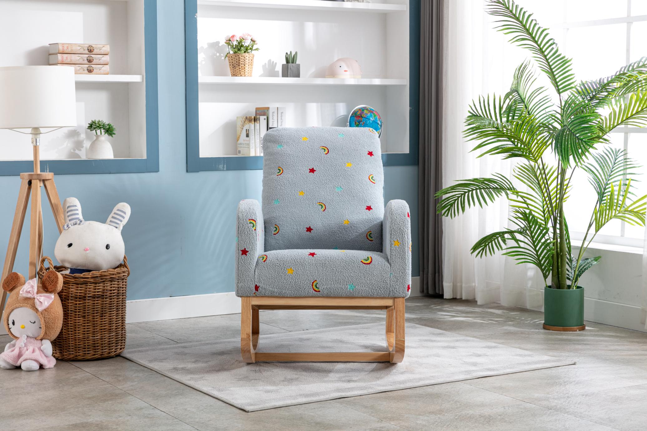 Children Rocking Chair Mid-Century Modern Rocking Armchair Upholstered