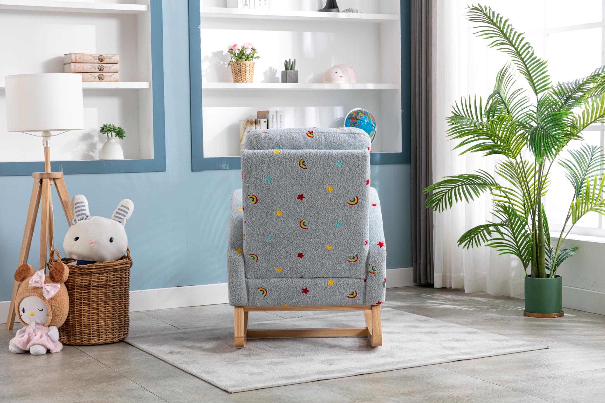 Children Rocking Chair Mid-Century Modern Rocking Armchair Upholstered