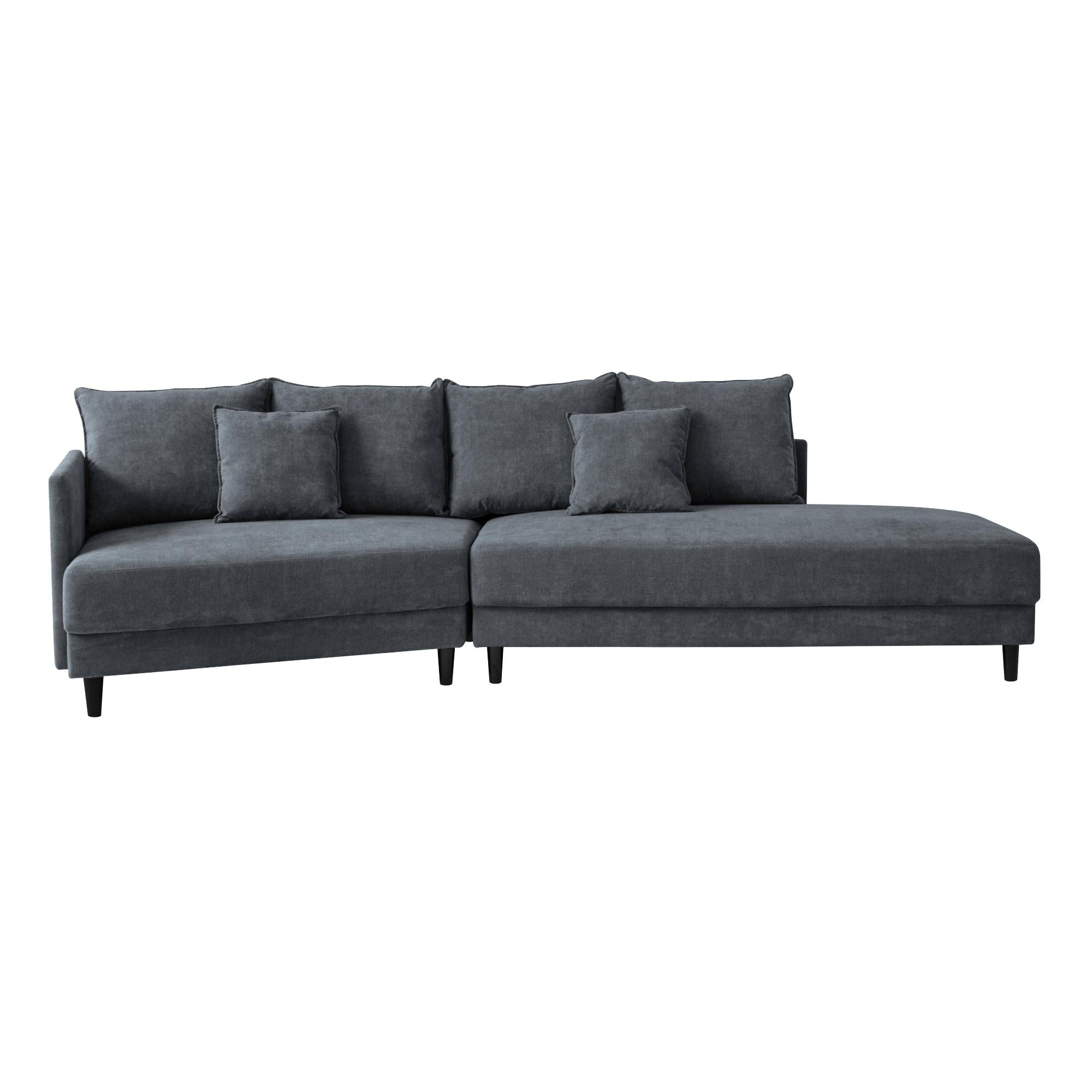 Modern Style Sectional polyester Sofa with Right Hand Facing Chaise ,Dark Grey