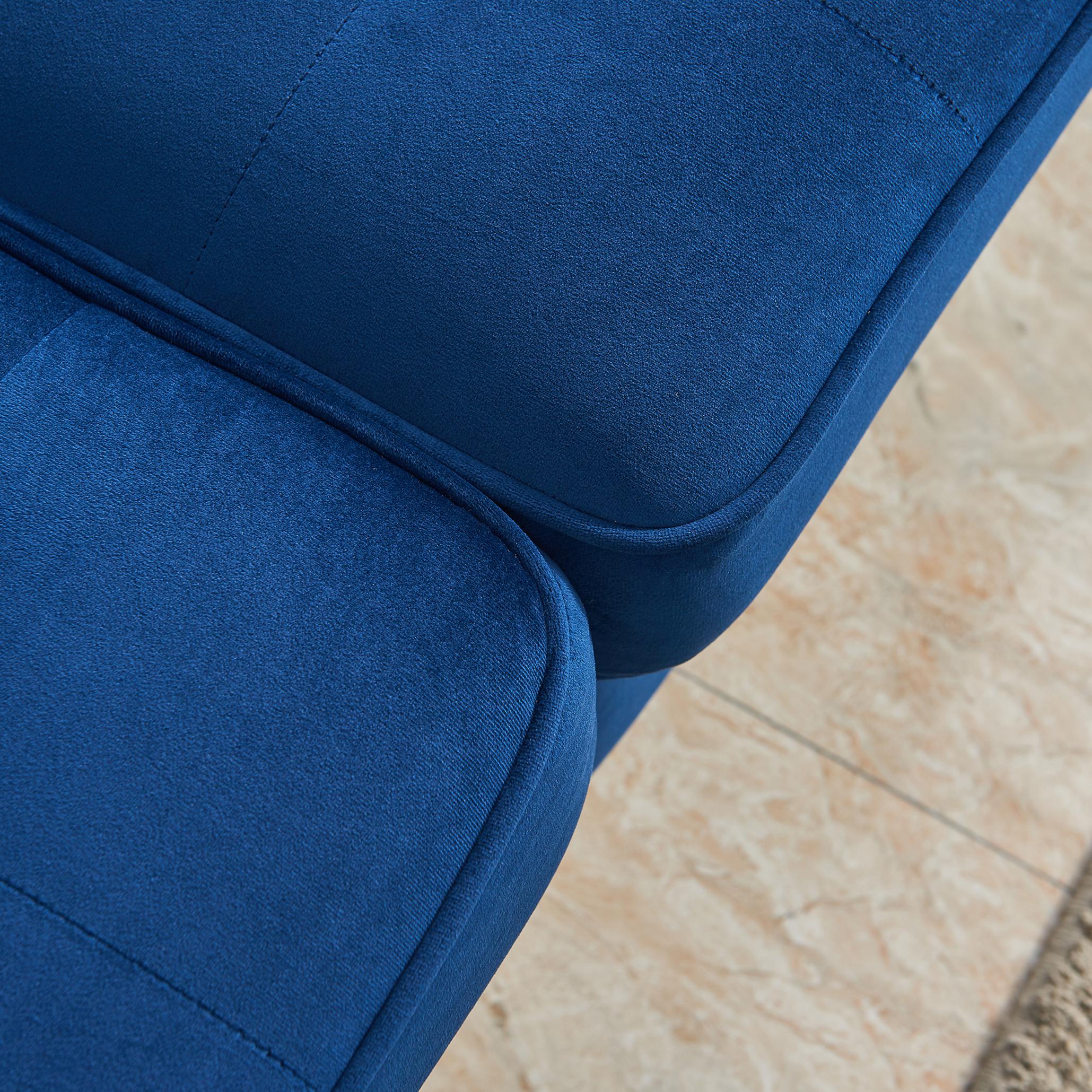 Modern Velvet fabric sofa 71" - Blue