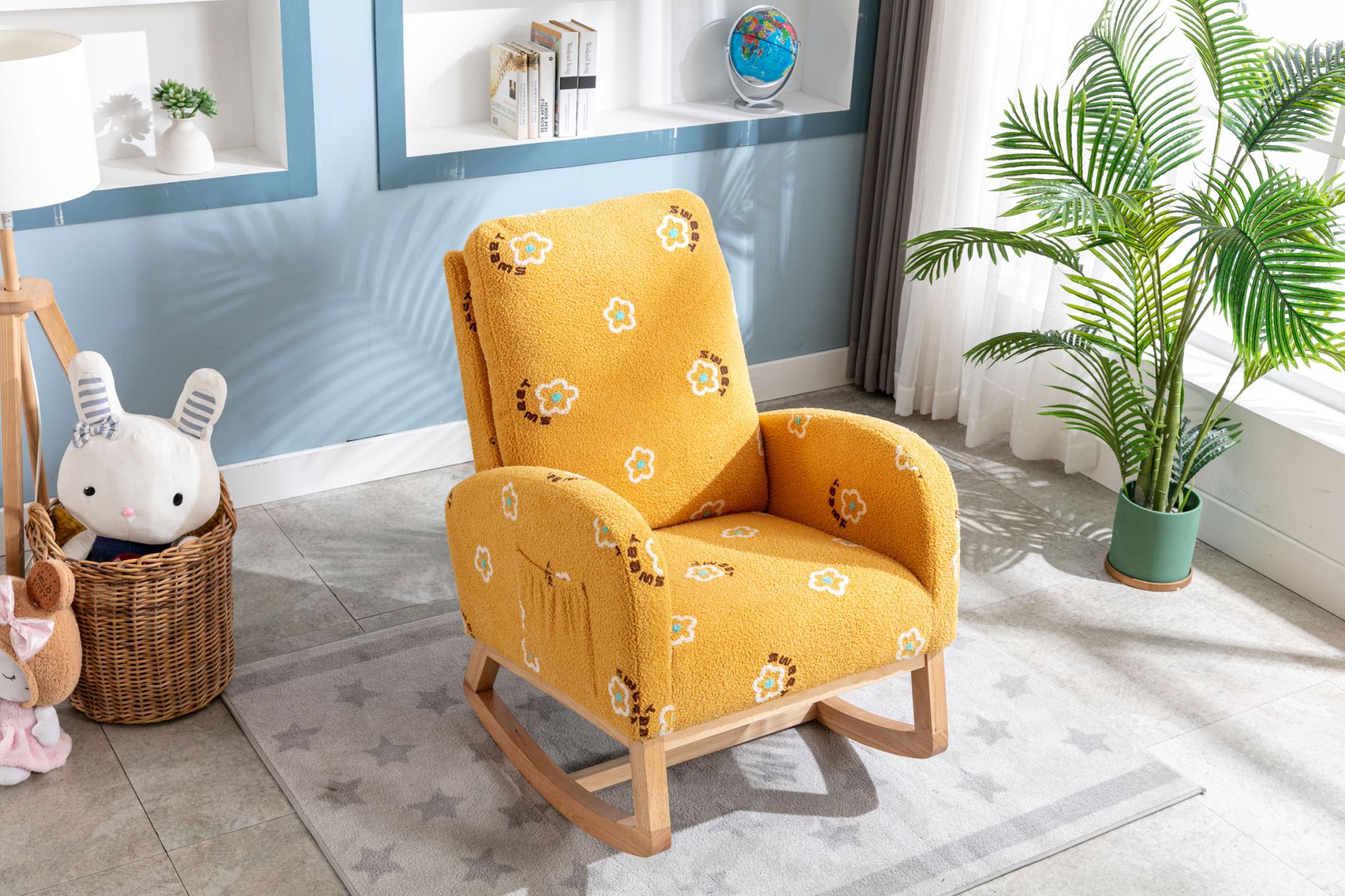 Children Rocking Chair Mid-Century Modern Rocking Armchair Upholstered