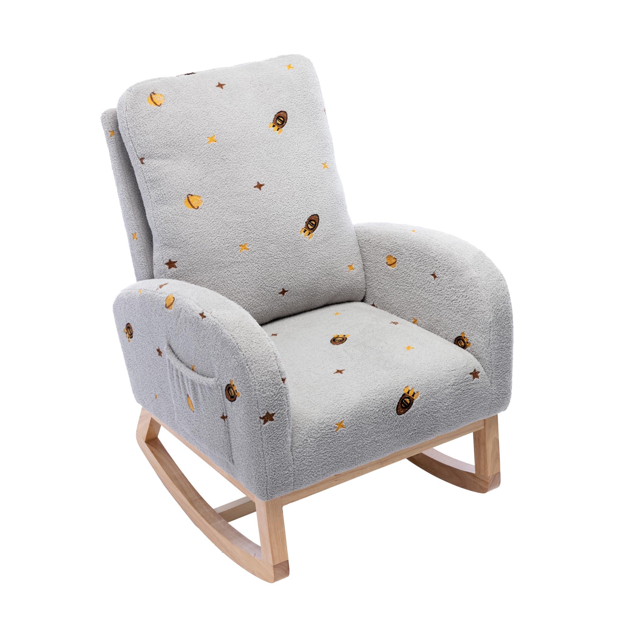 Children Rocking Chair Mid-Century Modern Rocking Armchair Upholstered