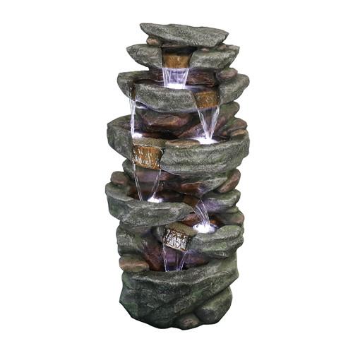 40.5inches High Rocks Outdoor Water Fountain with LED Lights