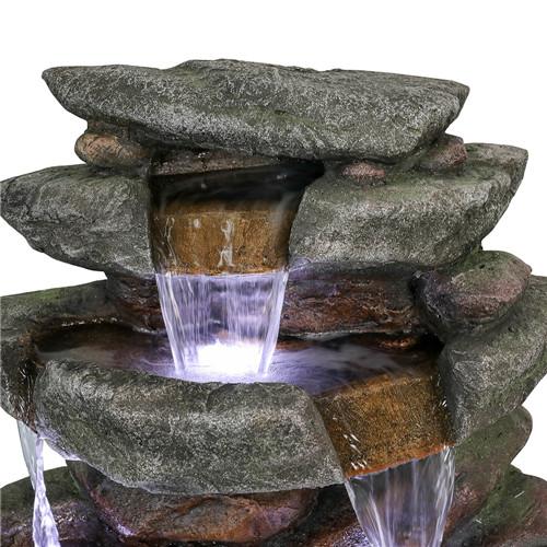 40.5inches High Rocks Outdoor Water Fountain with LED Lights