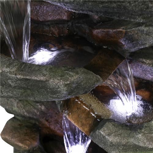 40.5inches High Rocks Outdoor Water Fountain with LED Lights