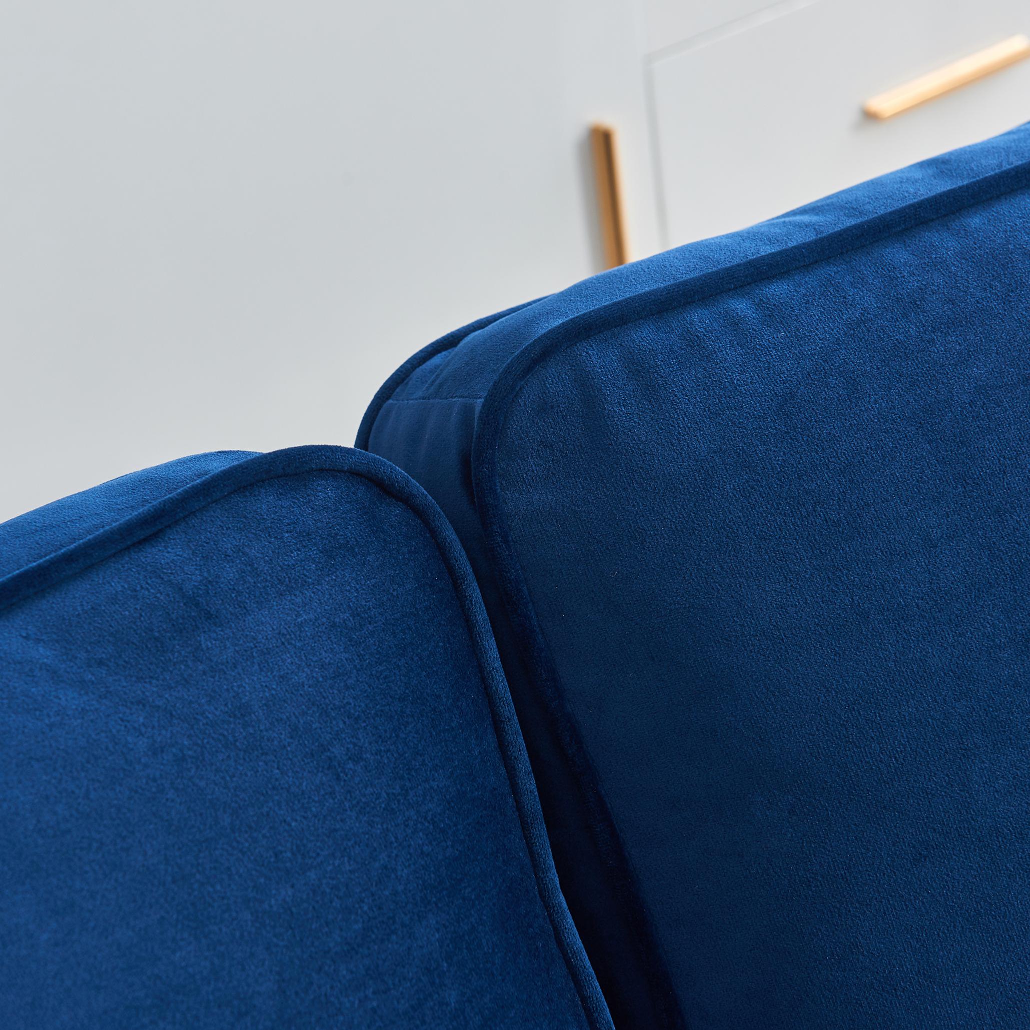 Modern Velvet fabric sofa 71" - Blue