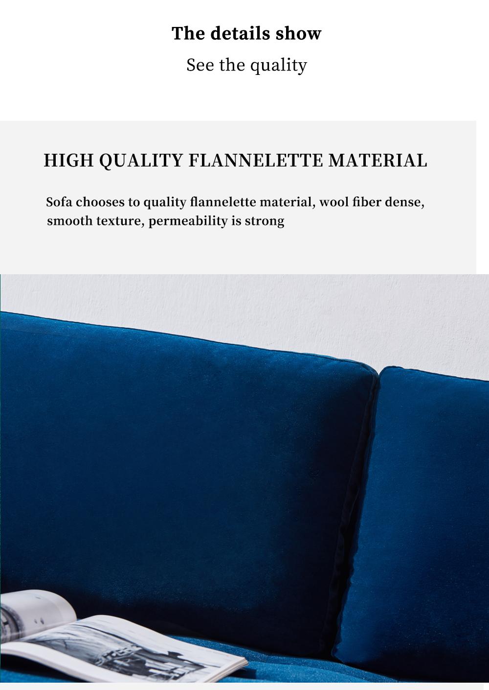 Modern Velvet fabric sofa 71" - Blue