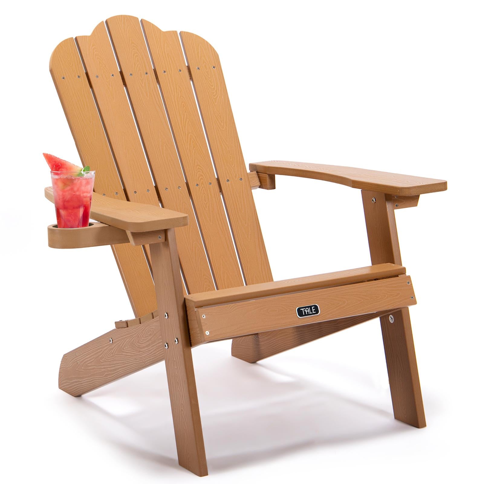 TALE Adirondack Chair Backyard Outdoor Furniture Painted Seating with Cup Holder ，For All-Weather