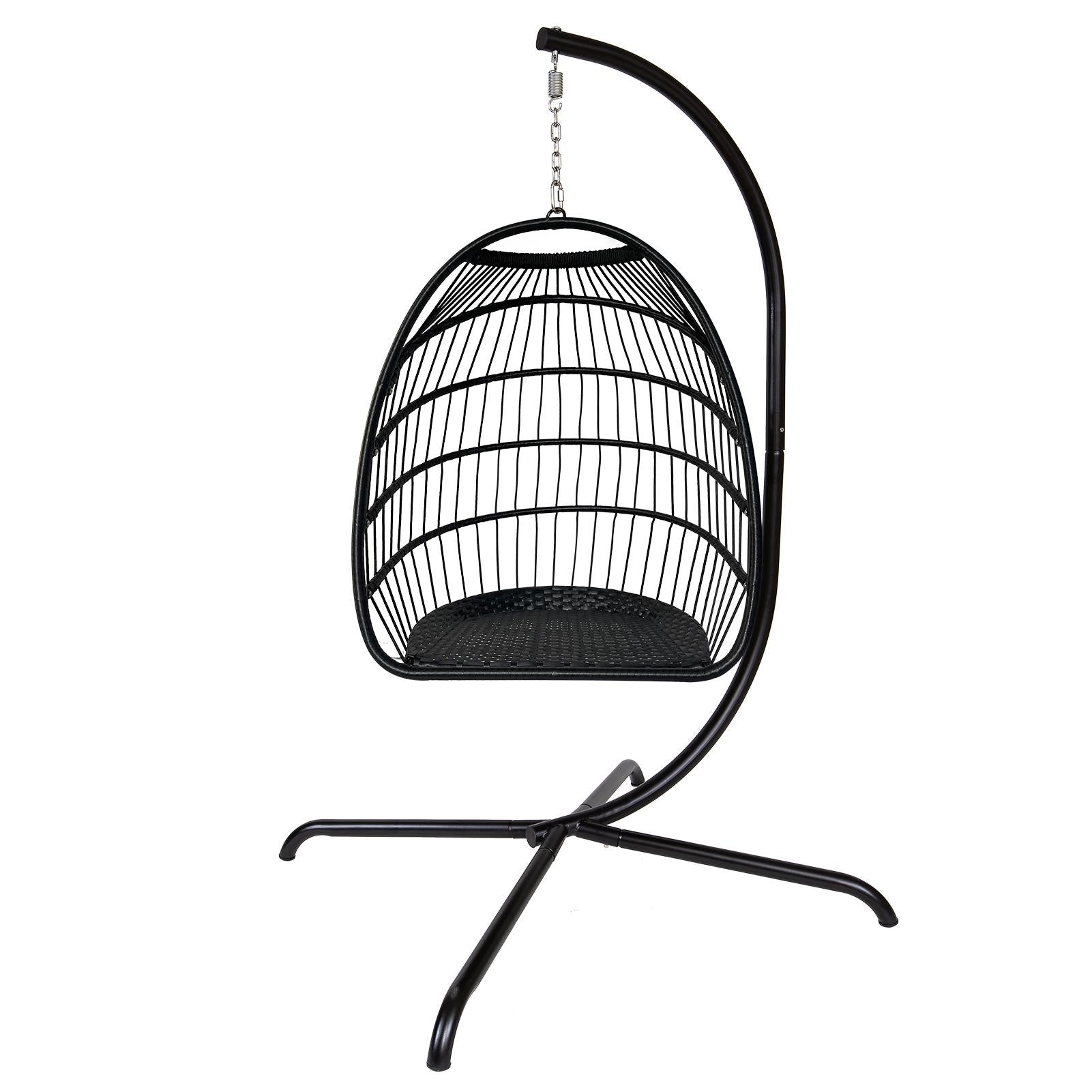 Swing Egg Chair with Stand Indoor Outdoor Rattan Basket Hanging Chair