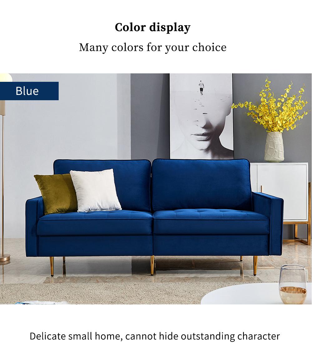 Modern Velvet fabric sofa 71" - Blue