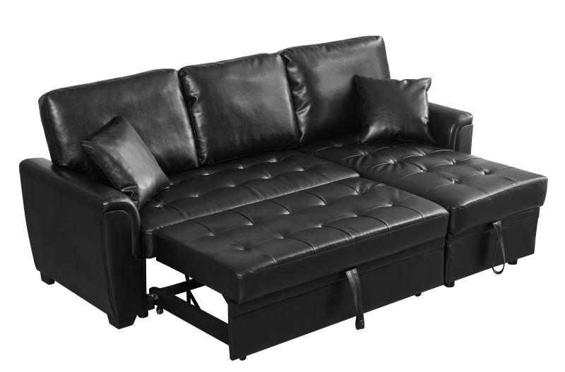 PU Leather Storage Sofa Bed Tufeted Cushion for Living Room