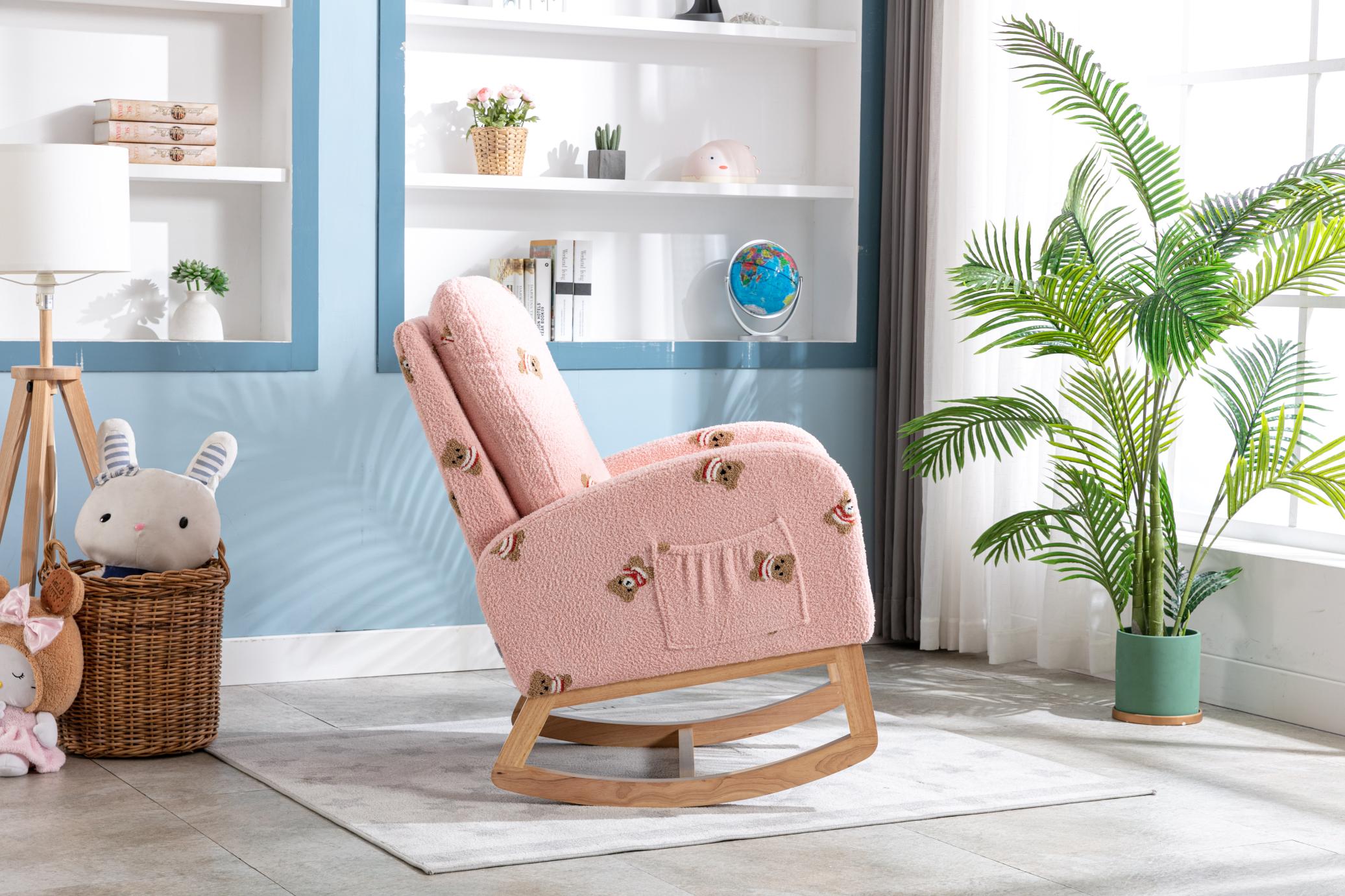 Children Rocking Chair Mid-Century Modern Rocking Armchair Upholstered