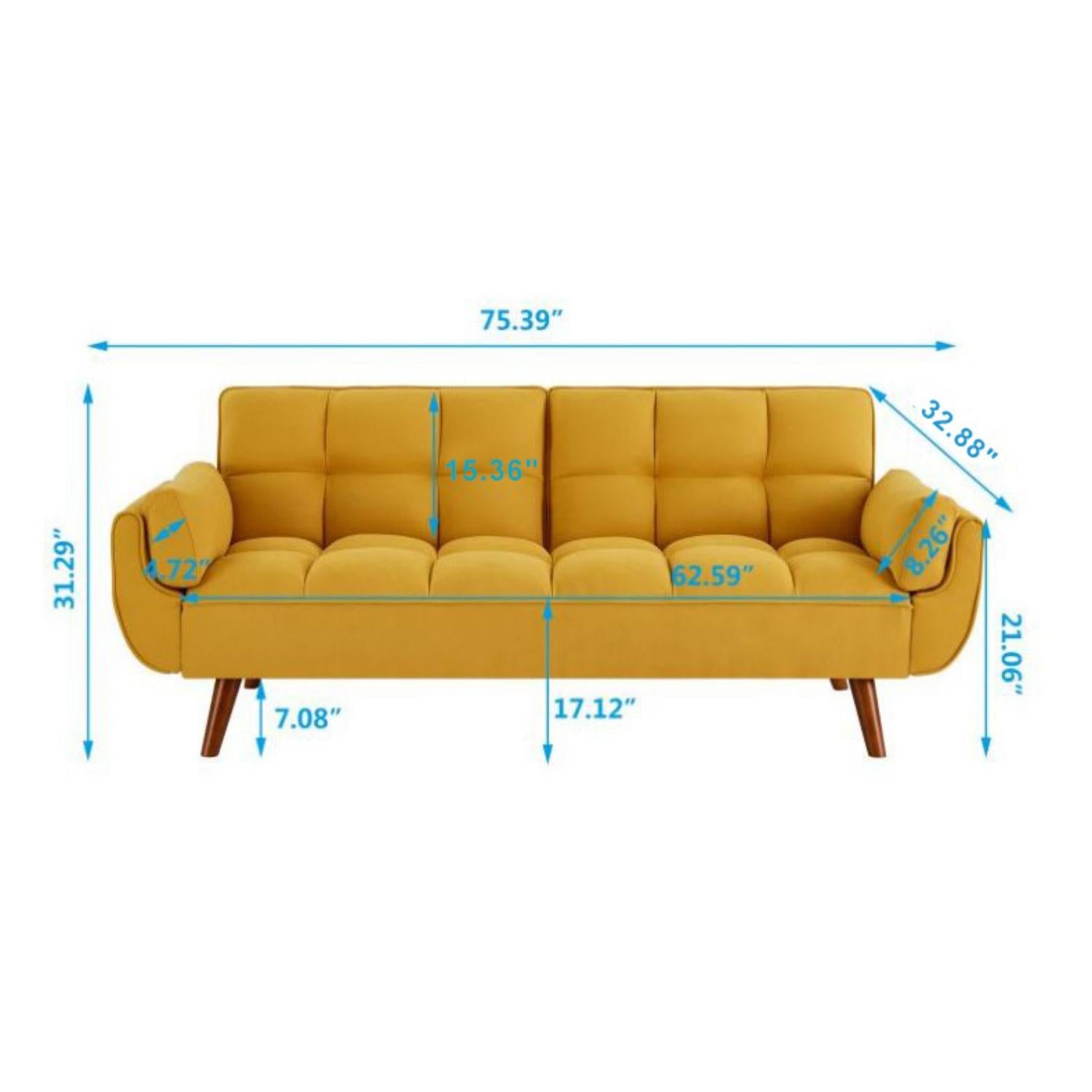 New Design Velvet Sofa Furniture Adjustable Backrest Easily Assembles Loveseat