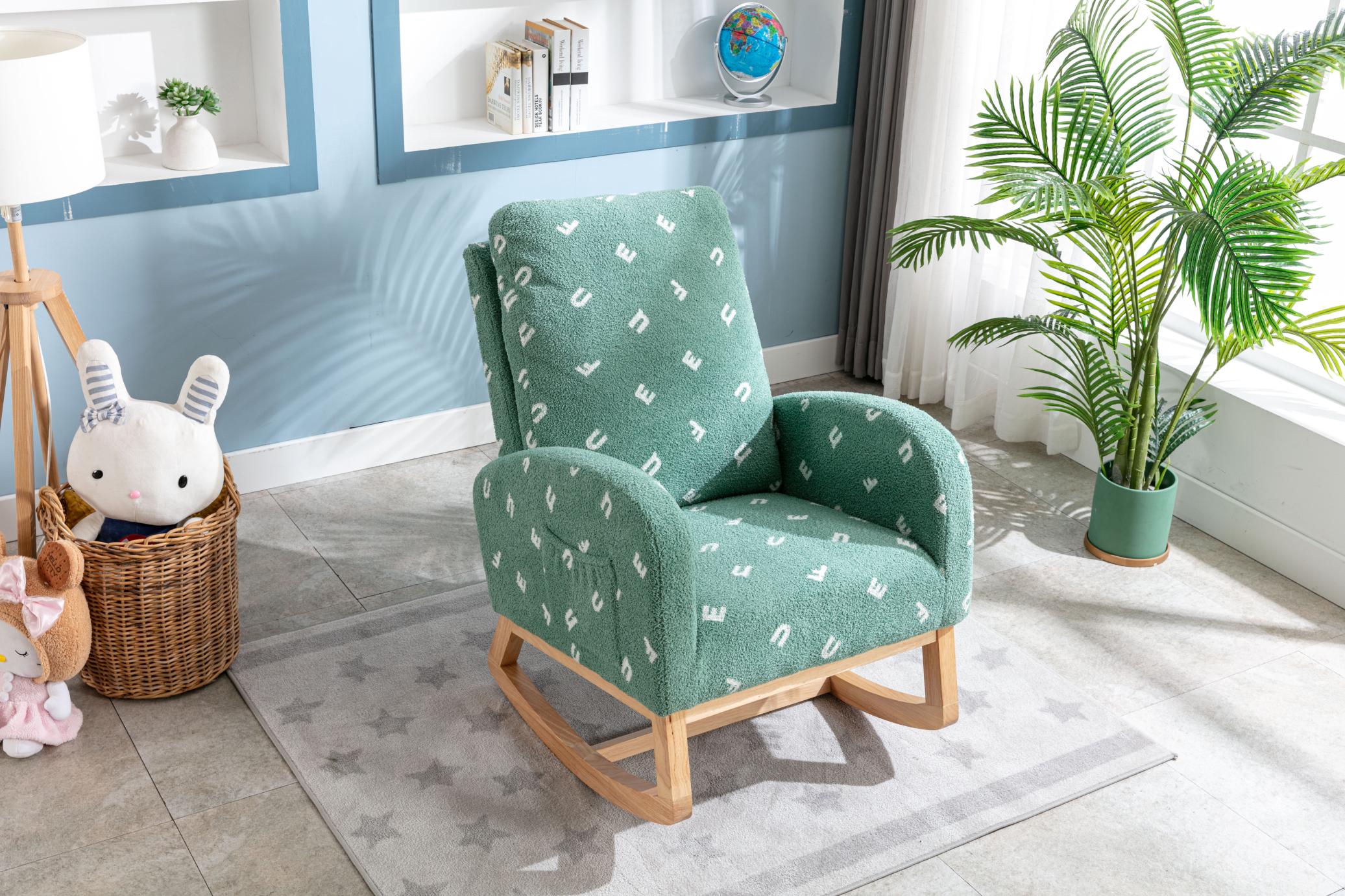 Children Rocking Chair Mid-Century Modern Rocking Armchair Upholstered