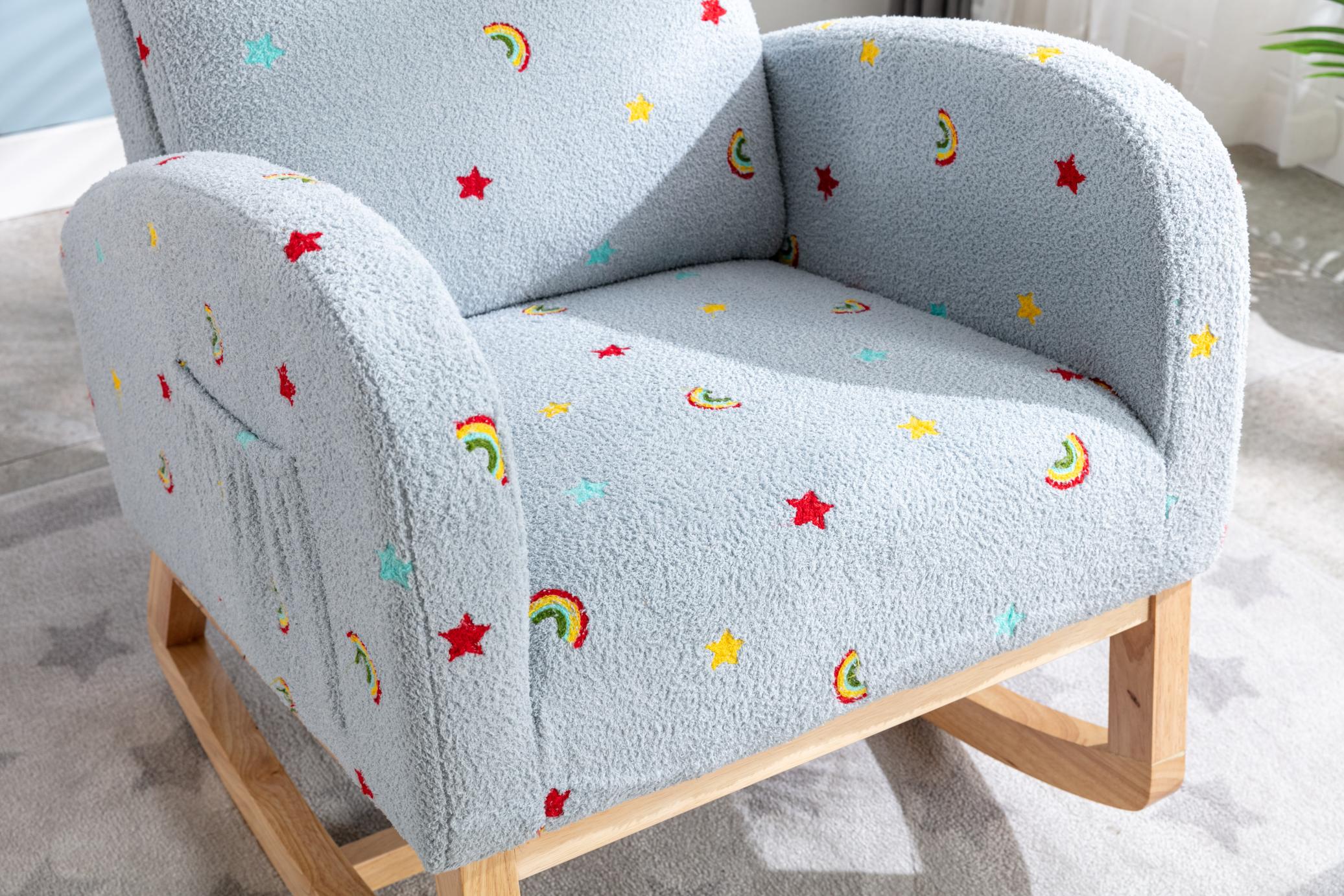 Children Rocking Chair Mid-Century Modern Rocking Armchair Upholstered