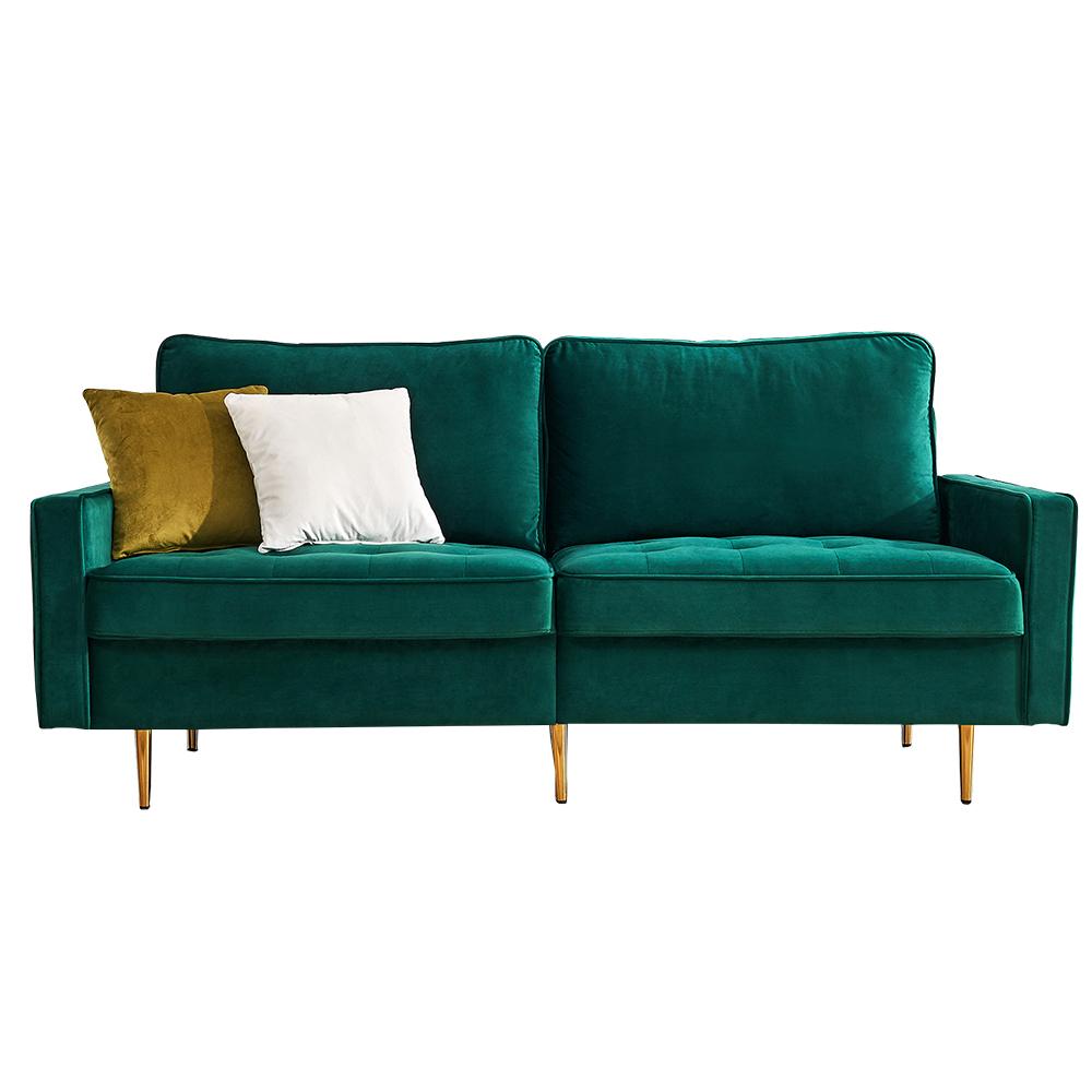 Modern Velvet fabric sofa 71" - Emerald