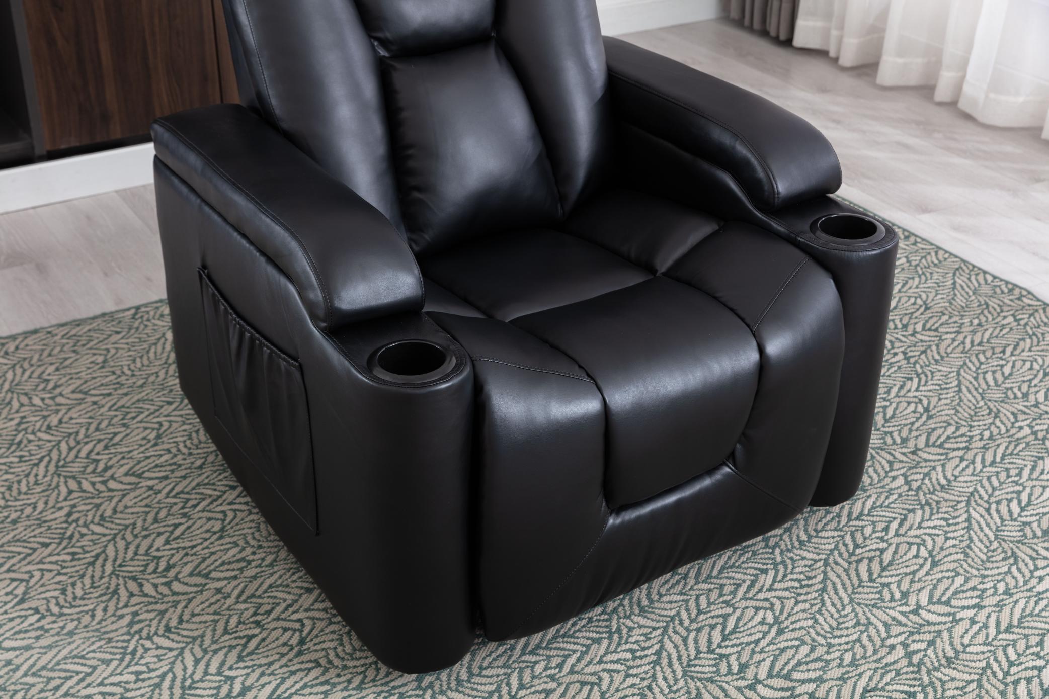 Power Recliner Chair Classic with Traditional Luxurious PU Leather luster, and Electric Headrest & two Cupholders, Sofa for living room&bed room