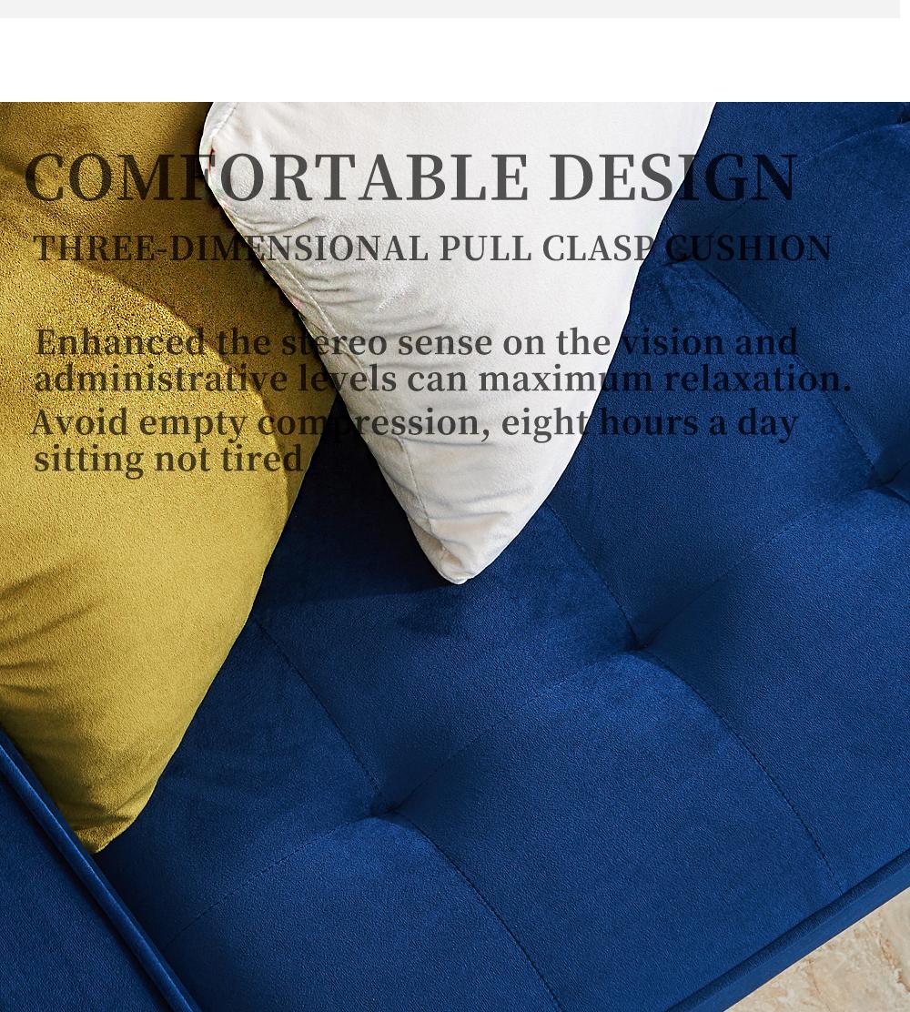 Modern Velvet fabric sofa 71" - Blue