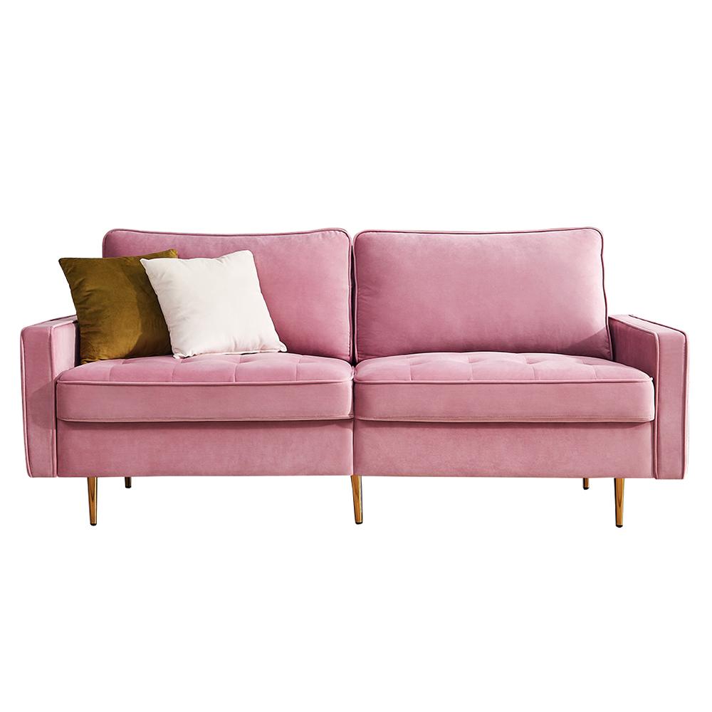 Modern Velvet fabric sofa 71" - Pink