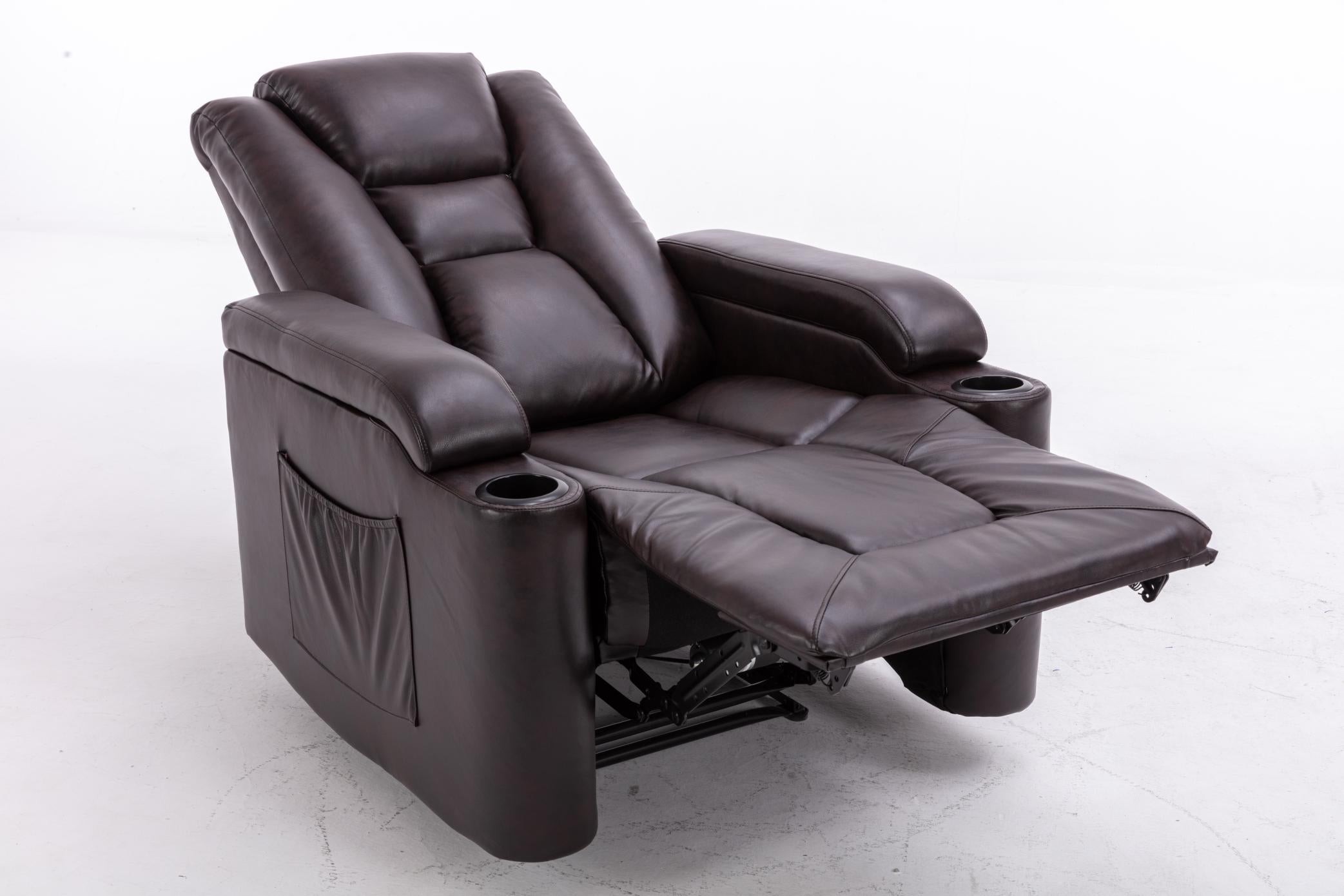 Power Recliner Chair Classic with Traditional Luxurious PU Leather luster, and Electric Headrest & two Cupholders, Sofa for living room&bed room