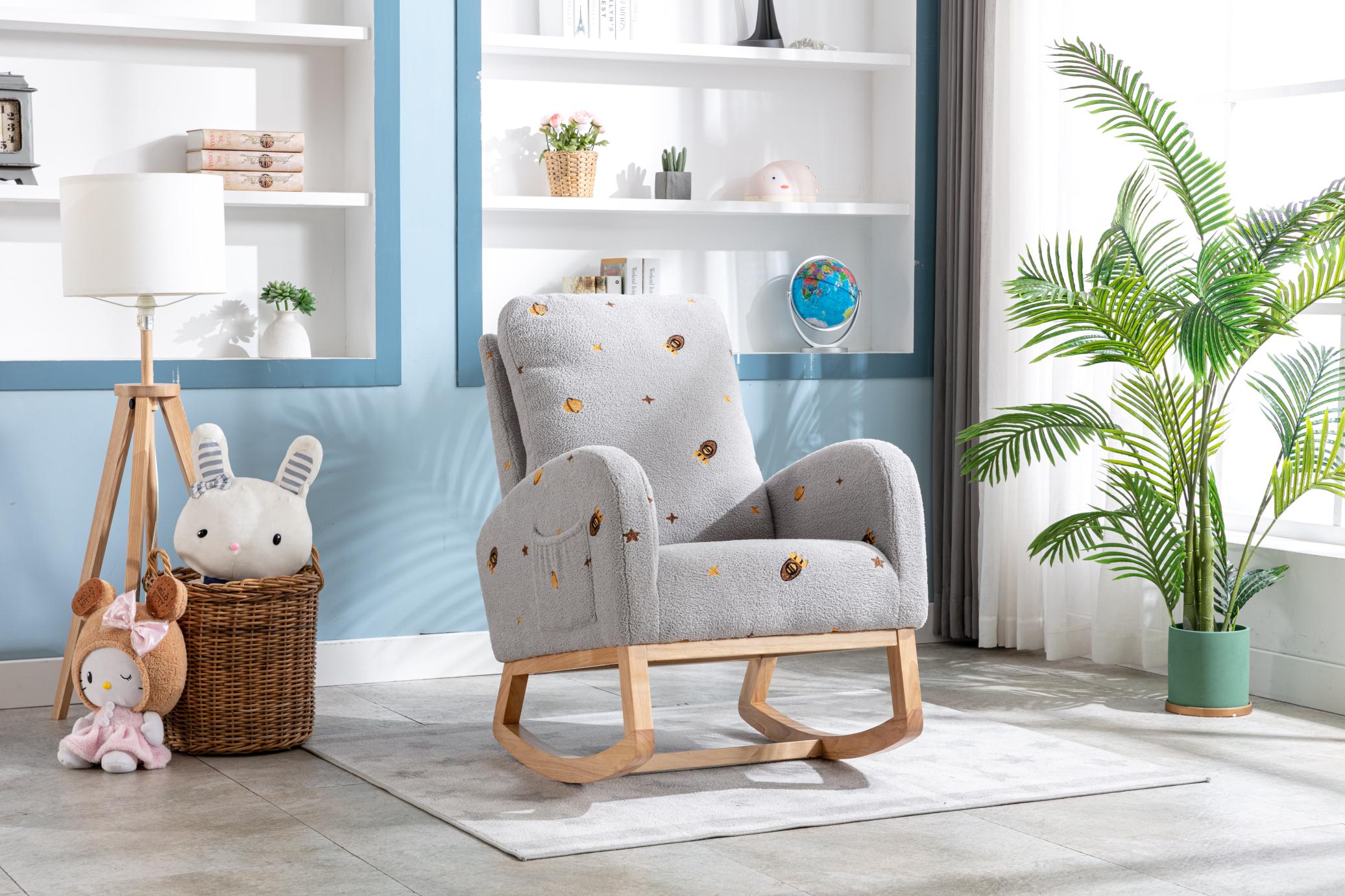 Children Rocking Chair Mid-Century Modern Rocking Armchair Upholstered