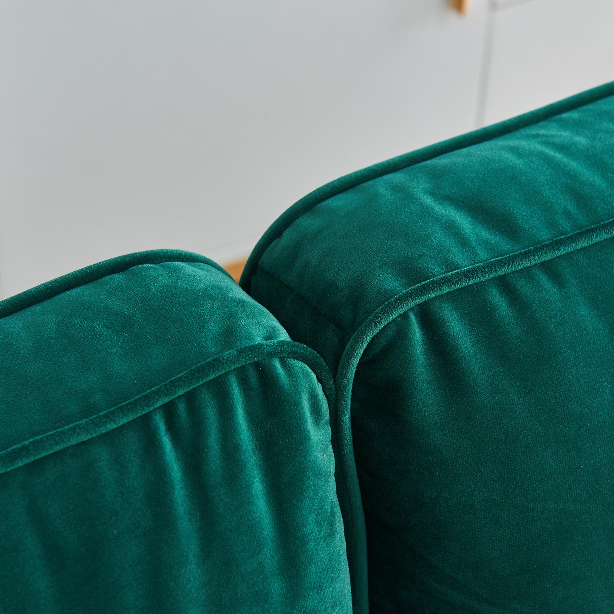 Modern Velvet fabric sofa 71" - Emerald